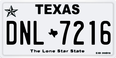 TX license plate DNL7216