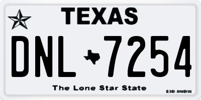TX license plate DNL7254