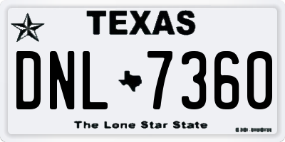 TX license plate DNL7360