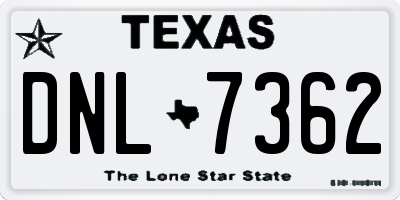 TX license plate DNL7362