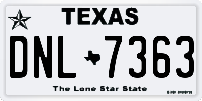 TX license plate DNL7363