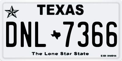 TX license plate DNL7366