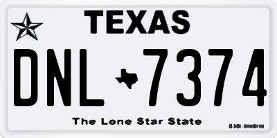 TX license plate DNL7374