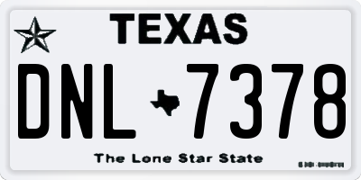 TX license plate DNL7378