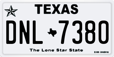TX license plate DNL7380