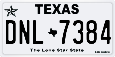 TX license plate DNL7384