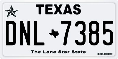 TX license plate DNL7385