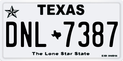 TX license plate DNL7387