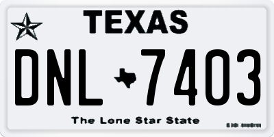 TX license plate DNL7403