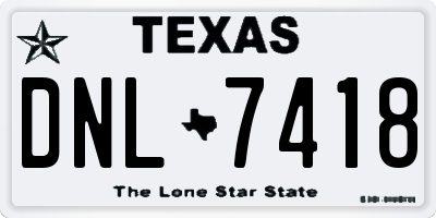 TX license plate DNL7418