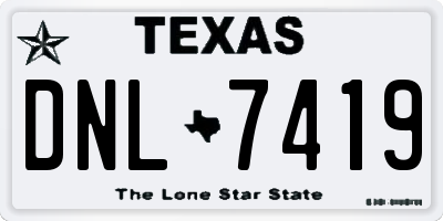 TX license plate DNL7419