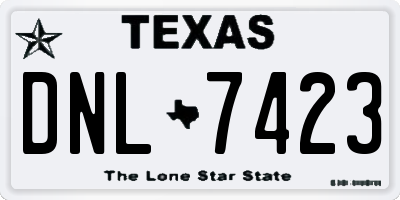 TX license plate DNL7423