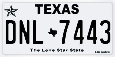 TX license plate DNL7443