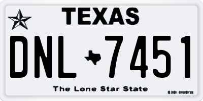 TX license plate DNL7451