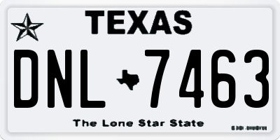 TX license plate DNL7463
