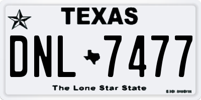 TX license plate DNL7477