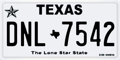 TX license plate DNL7542