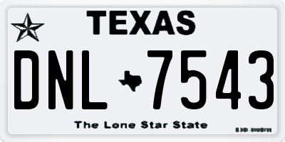 TX license plate DNL7543