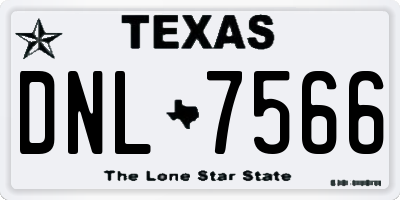 TX license plate DNL7566