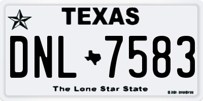 TX license plate DNL7583