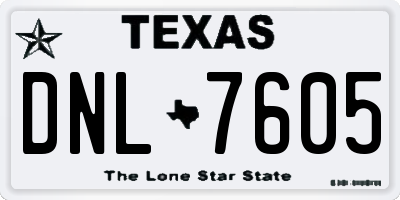 TX license plate DNL7605