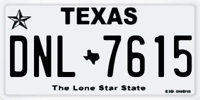 TX license plate DNL7615