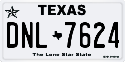 TX license plate DNL7624