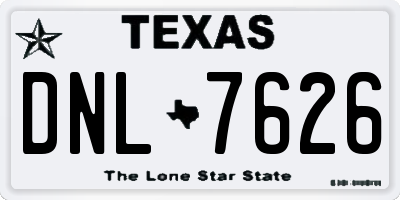 TX license plate DNL7626