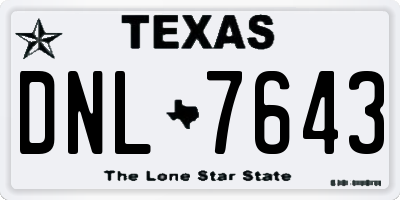 TX license plate DNL7643
