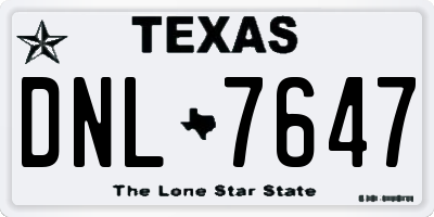 TX license plate DNL7647