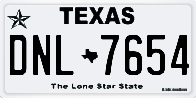 TX license plate DNL7654