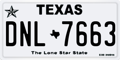 TX license plate DNL7663