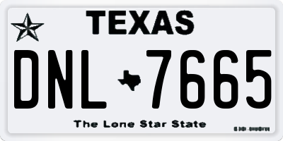 TX license plate DNL7665