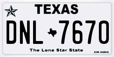 TX license plate DNL7670