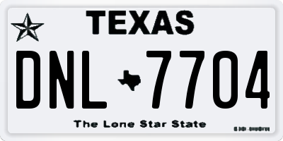TX license plate DNL7704