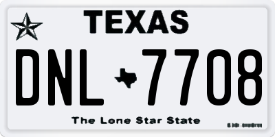 TX license plate DNL7708