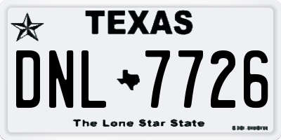 TX license plate DNL7726
