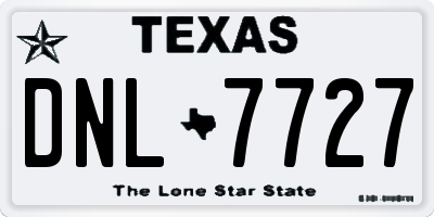TX license plate DNL7727