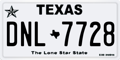 TX license plate DNL7728