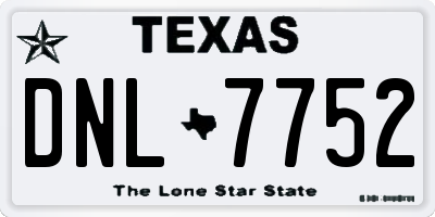 TX license plate DNL7752
