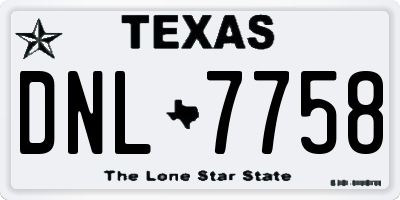 TX license plate DNL7758