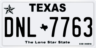 TX license plate DNL7763