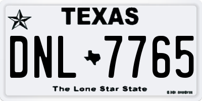 TX license plate DNL7765