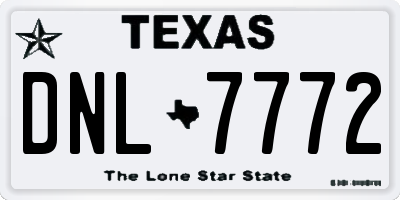 TX license plate DNL7772
