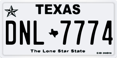 TX license plate DNL7774