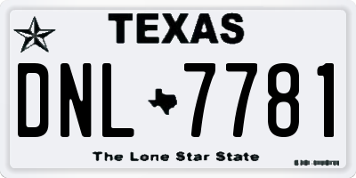 TX license plate DNL7781