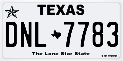 TX license plate DNL7783
