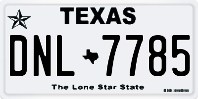 TX license plate DNL7785