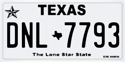 TX license plate DNL7793