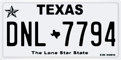 TX license plate DNL7794